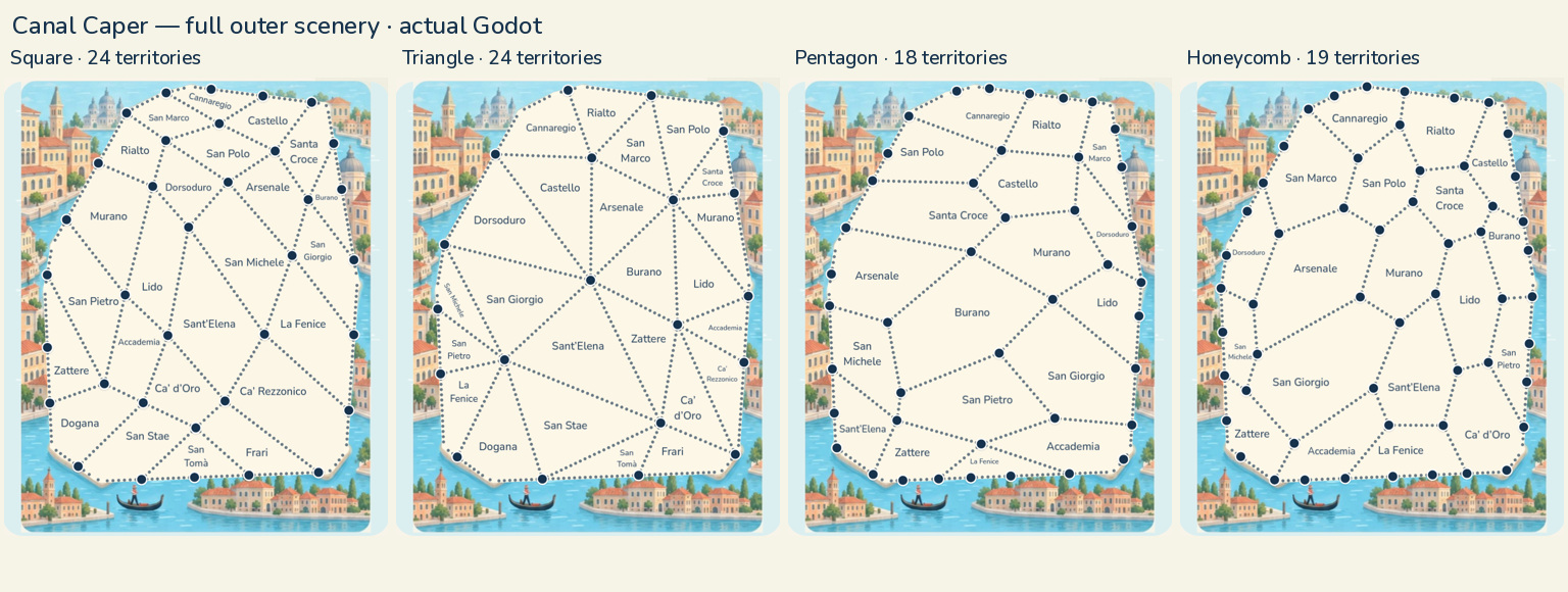 The canals and bridges in the Venice setting